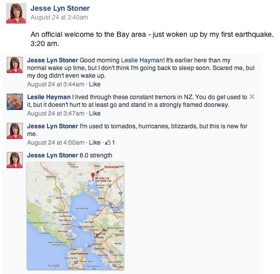 Earthquake Facebook